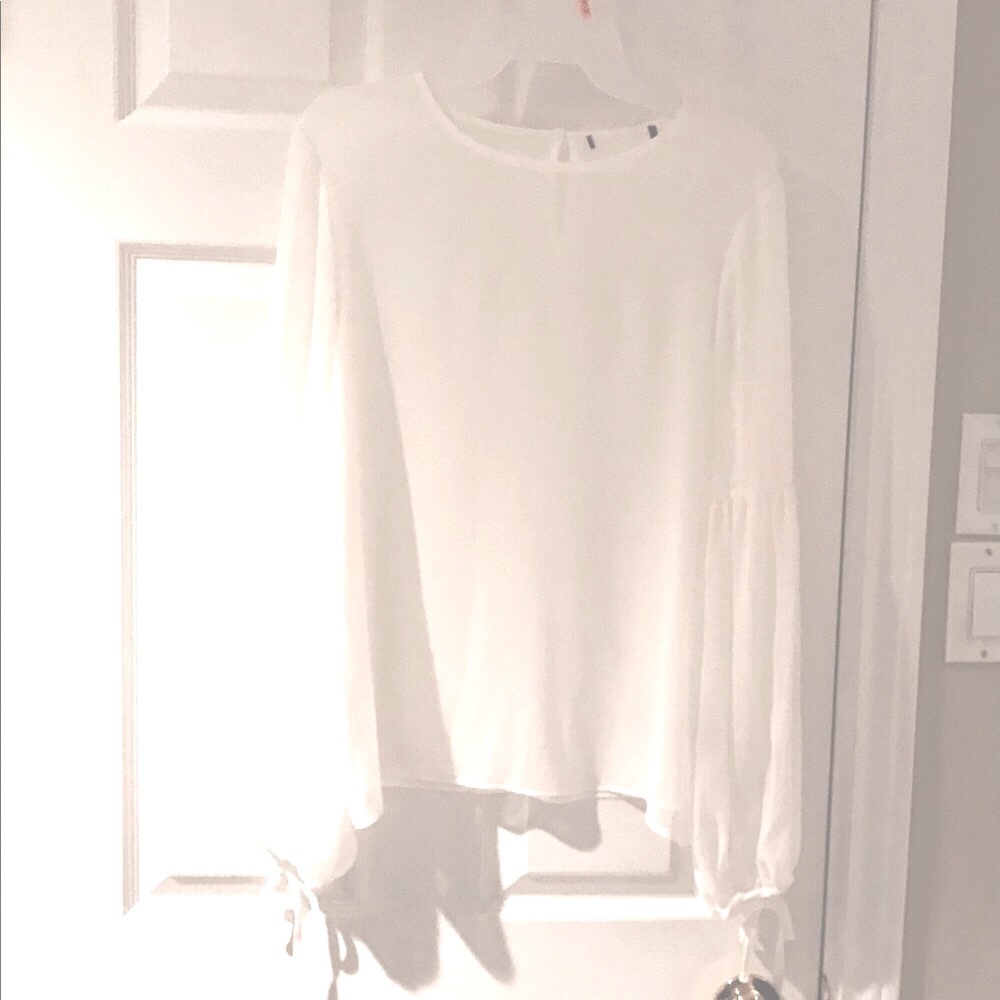 Suzy Shier Sheer White Peasant Top Size Medium Boho Bohemian